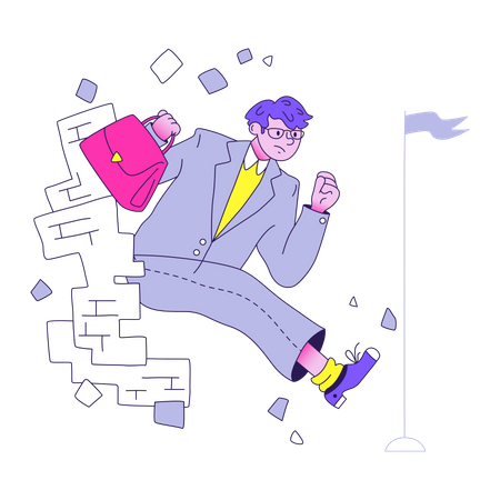 Businessman trying to reach business target  Illustration