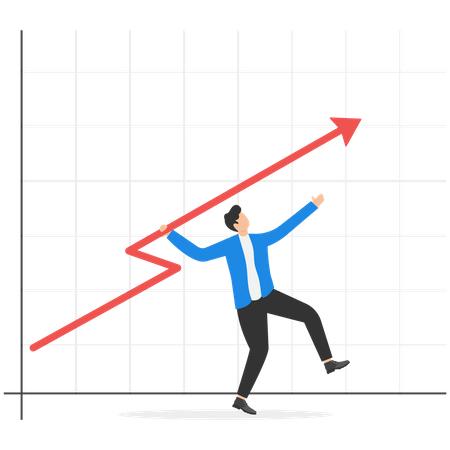 Businessman trying to reach goals Illustration