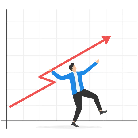 Businessman trying to reach goals Illustration