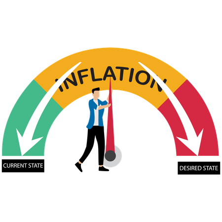 Businessman trying to reduce inflation  Illustration