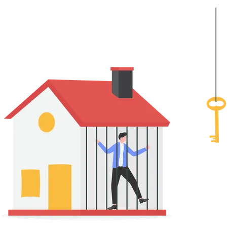 Businessman trying to run their business in state  Illustration