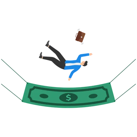 Businessman trying to save business company  Illustration