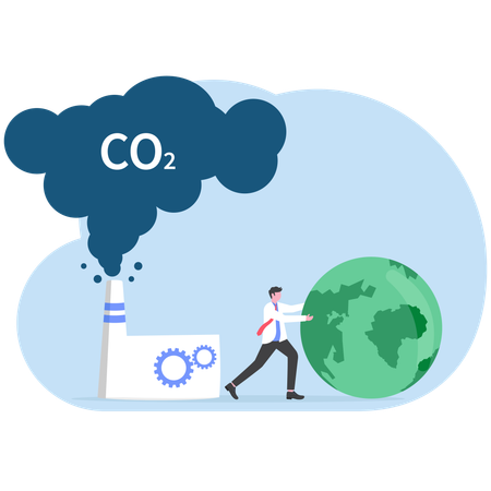 Businessman trying to save planet earth from climate change  Illustration