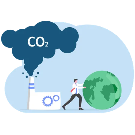 Businessman trying to save planet earth from climate change  Illustration