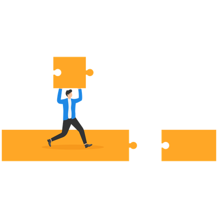Businessman trying to solve puzzle  Illustration