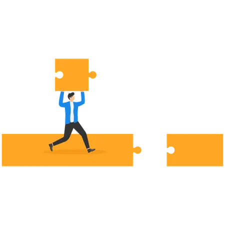 Businessman trying to solve puzzle  Illustration