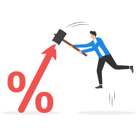 Businessman trying to stop inflation  Illustration