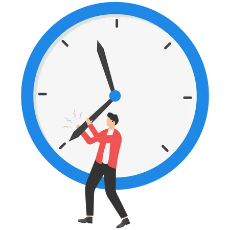 A Businessman Is Trying To Stop Time Deadline And Time Management Concept Modern Flat Vector Illustration Illustration