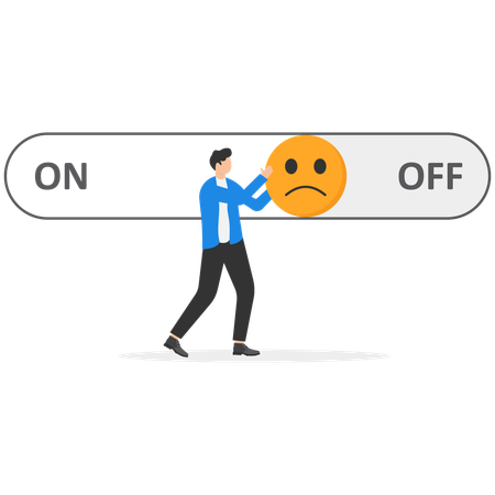 Businessman turn off emotion switch on human head  Illustration