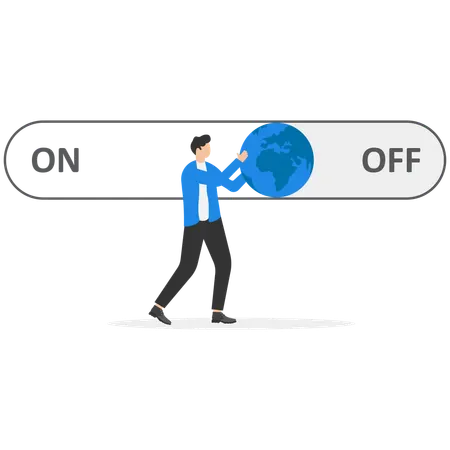 Businessman turn off global  Illustration