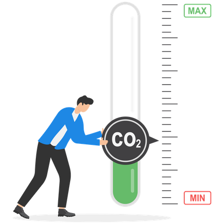 Businessman turning co2 level down  Illustration