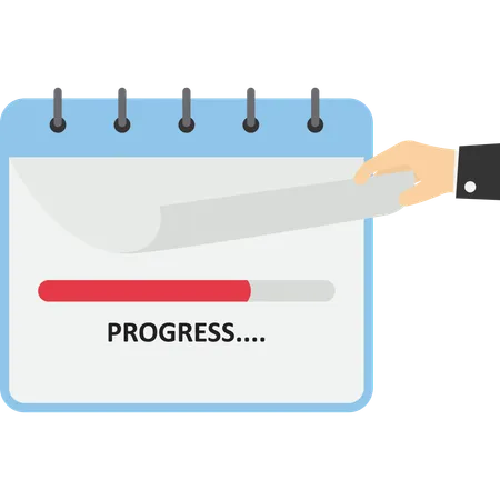 Working Progress Deadline Time Fly Working Project Plan Or Reminder Concept Businessman Turning Page On Calendar Illustration