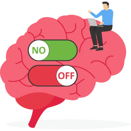 Businessman turns on or off the brain switch  Illustration