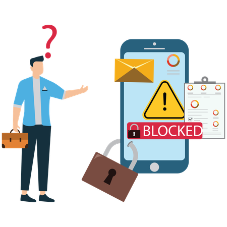 ビジネスマン ユーザーアカウントのブロックを解除  イラスト