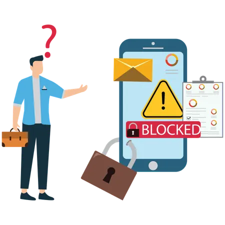 ビジネスマン ユーザーアカウントのブロックを解除  イラスト