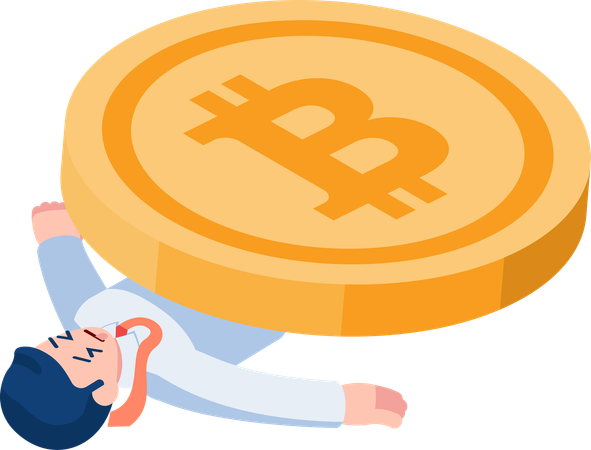 Businessman Under Big Bitcoin  Illustration