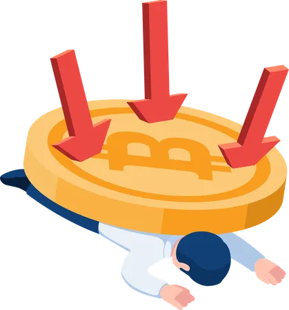 Businessman Under Bitcoin Crisis  Illustration