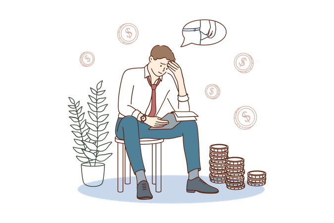 Businessman under debt  Illustration