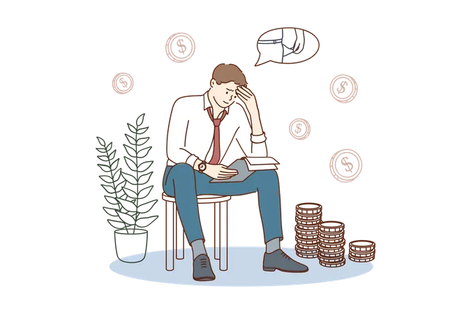 Businessman under debt  Illustration