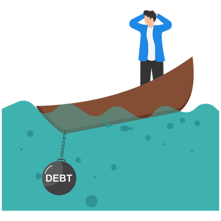 Businessman under debt  Illustration