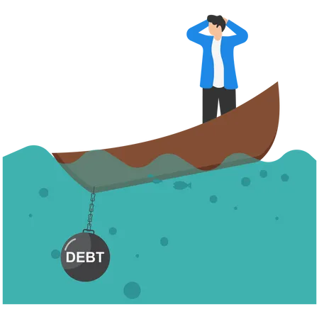 Businessman under debt  Illustration