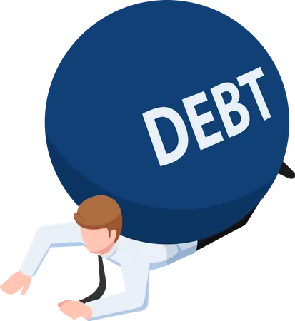 Businessman under debt  Illustration