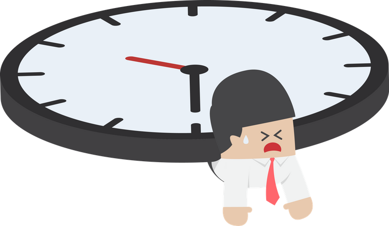 Businessman under the big clock  Illustration