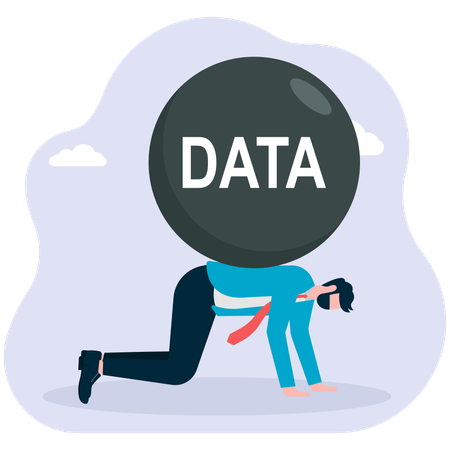 Businessman under the Data  Illustration