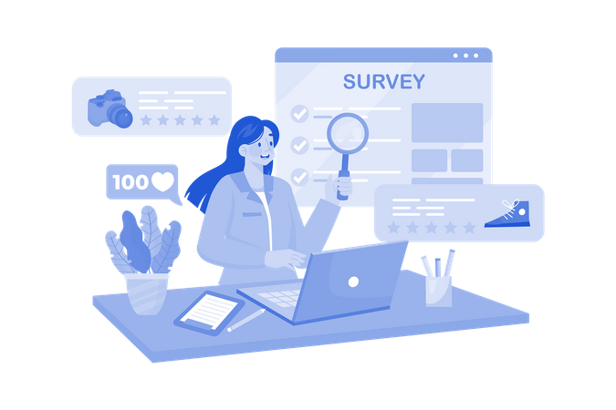 Businessman understanding  customer needs through online surveys  Illustration