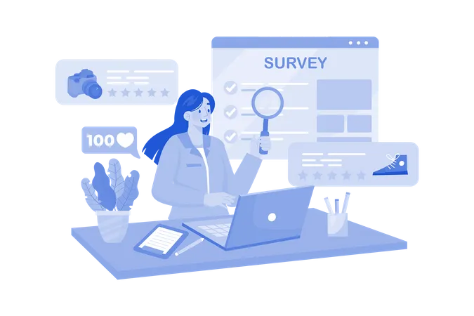 Businessman understanding  customer needs through online surveys  Illustration