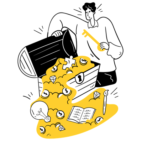 Businessman unlocking business creativity  Illustration