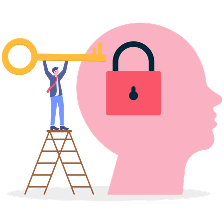 Businessman unlocking business idea  Illustration