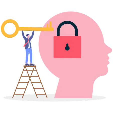 Businessman unlocking business idea  Illustration