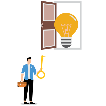 Businessman unlocking business idea  Illustration