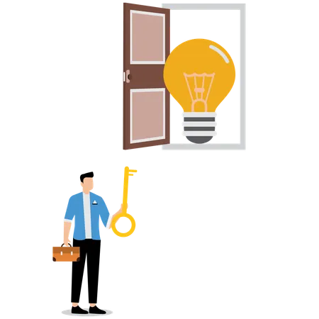 Businessman unlocking business idea  Illustration