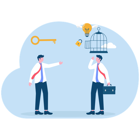 Businessman unlocking business idea  Illustration