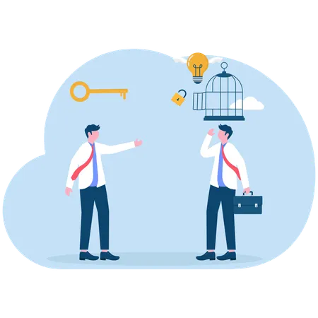 Businessman unlocking business idea  Illustration