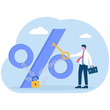 Businessman unlocking business percentage  Illustration