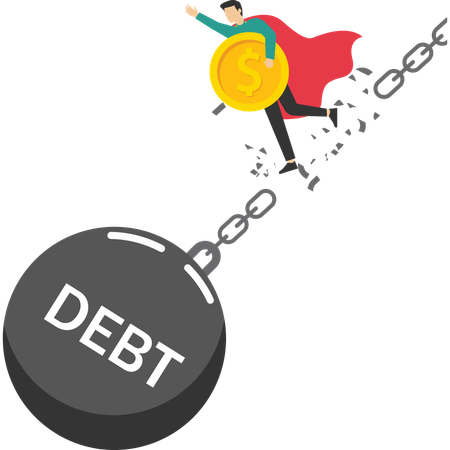 Businessman unlocking debt  Illustration
