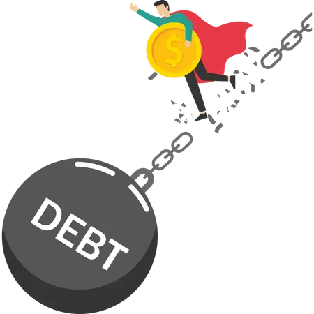 Businessman unlocking debt  Illustration