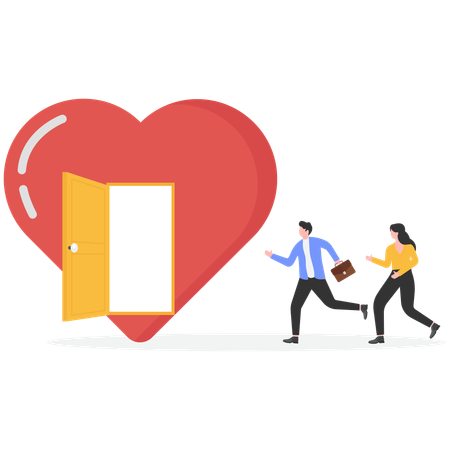 Businessman unlocking heart door  Illustration