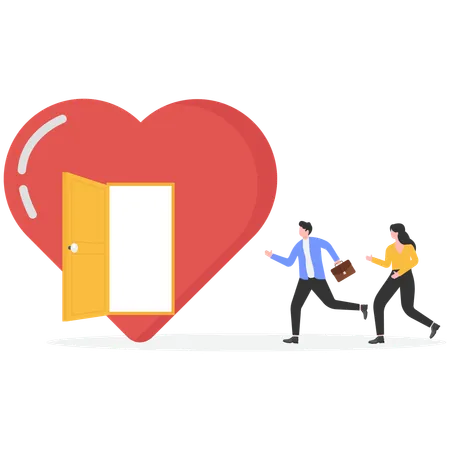 Businessman unlocking heart door  Illustration