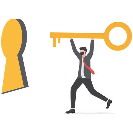 Businessman unlocking opportunities  Illustration