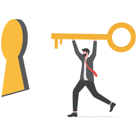 Businessman unlocking opportunities  Illustration