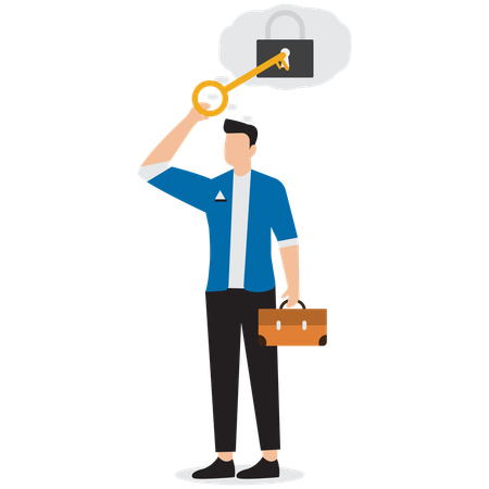 Businessman unlocking opportunity door  Illustration