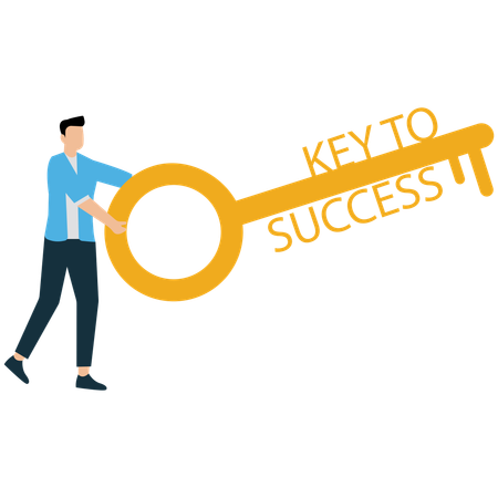 Businessman Unlocking Success with Golden Key  Illustration