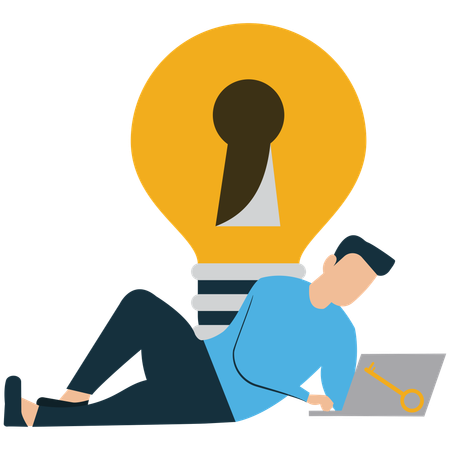 Businessman unlocking True Human Potential  Illustration