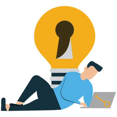 Businessman unlocking True Human Potential  Illustration