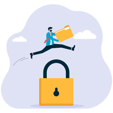 Businessman unlocks challenges  Illustration