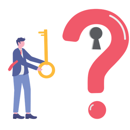 Businessman unlocks questions  Illustration